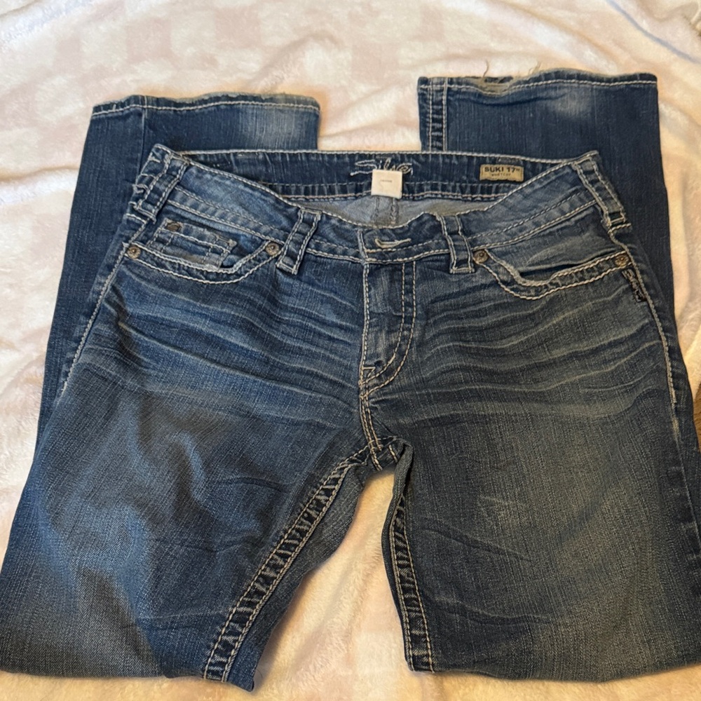 Silver Suki 17" Jeans Women's Dark Blue Boot Cut Jeans